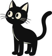 Adorable cartoon black cat illustration for children s book