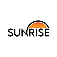Sunrise Logo with Orange Sun and Black Text