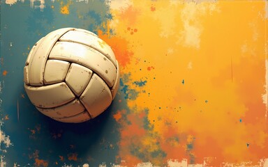 Abstract grungy background with volleyball. High quality