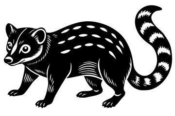 Silhouette Vector Art Illustration of Hand-Drawn Quoll with Detailed Features	
