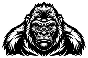 Silhouette Vector Art Illustration of Angry Ape Mascot Logo Design	