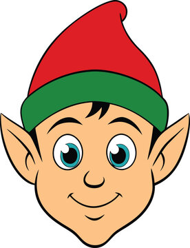Cartoon elf head christmas character illustration design
