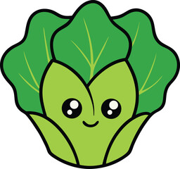 Cute cartoon cabbage character illustration for kids