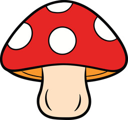 Cartoon red mushroom with white spots illustration