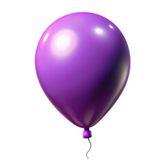 Shiny Purple Balloon Floating in Air on Transparent Background