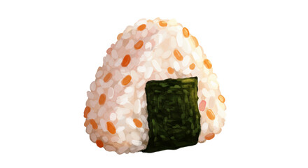 Delicious Salmon Onigiri Japanese Rice Ball Wrapped in Nori Seaweed a Transparent Background Food Clipart Illustration Isolated on White