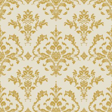 The rococo damas, a light cream - colored background pattern with gold patterns, show a luxurious mood. But for the fabric wallpaper and so forth, the vector form.