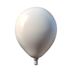 Single White Balloon Illustration with Realistic Lighting on Transparent Background