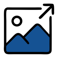 Simple Line Drawing Image Scale Up Icon With Landscape Element