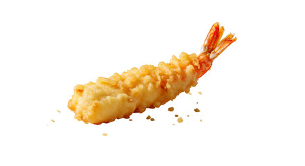 Golden Brown Ebi Furai Tempura Shrimp Isolated on Transparent Background Japanese Cuisine Seafood Dish Appetizing Crispy and Delicious Culinary Object