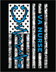 Vintage USA American Flag VA Nurse Patriotic - printable editable vector art file.