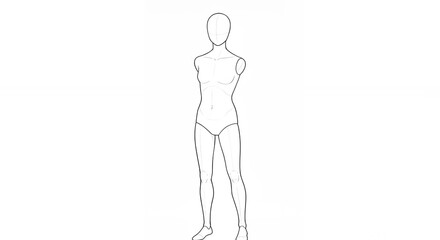 Blank female figure drawing template