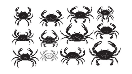 Crab Silhouette Collection Vector Illustration