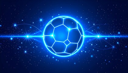 Naklejka premium Glowing soccer ball with light effect.