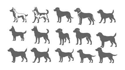Dog Silhouette Collection Vector Illustration for Pet Animal Wildlife and Graphic Design Concepts. 
