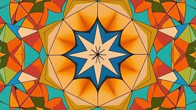 Psychedelic triangle pulse animation with rounded corners in warm faded vintage tones

