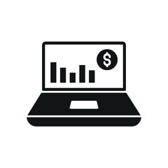 Finance app icon on laptop shape presents a powerful and reliable money tracking icon.