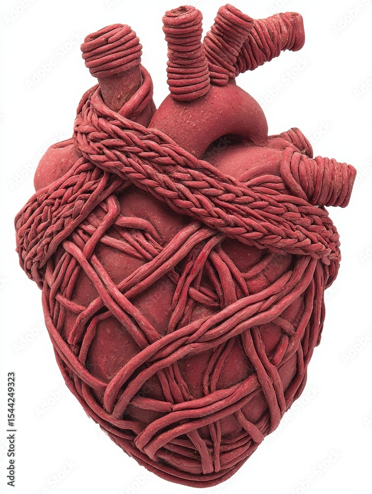 Aufkleber Clay Sculpture of a Nervous System Intricately Wrapped Around a Heart Symbol Displaying Connection and Creativity in Art