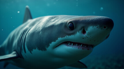 Naklejka premium Great White Shark Close-up with Visible Skin Texture