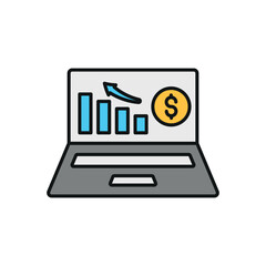 Finance screen with bright charts and white device creates a light and clear app icon.