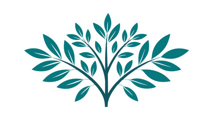 botanical of long branches and leaves color leaves vector icon