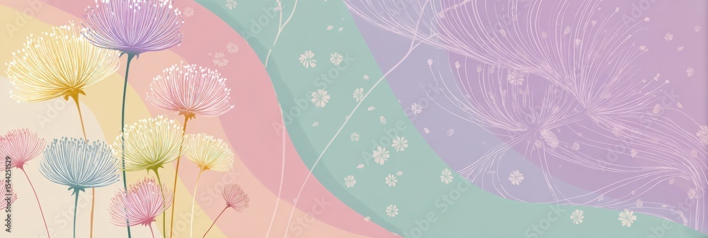 Aufkleber calming pastel design featuring subtle nerve patterns and delicate floral elements in soothing color