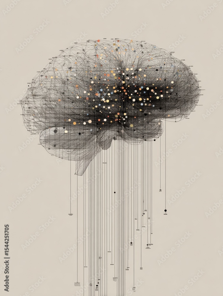 Aufkleber Exploration of Brain Complexity Highlighting Information Overload in a Neutral Layout