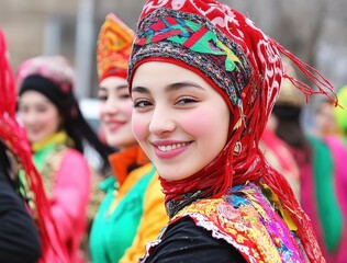 Young Woman in Vibrant Headscarf