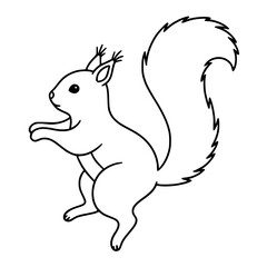 Cute Squirrel Jumping Outline Sketch