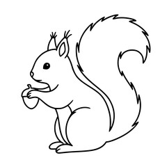 Cartoon Squirrel Holding a Nut