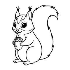 Cartoon Squirrel Holding a Nut
