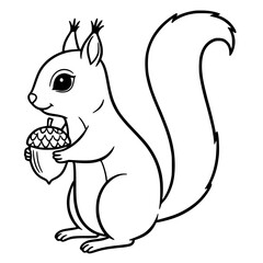 Cartoon Squirrel Holding a Nut