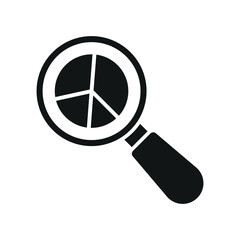 Data circle and magnifier in glyph style builds a strong and timeless review icon.