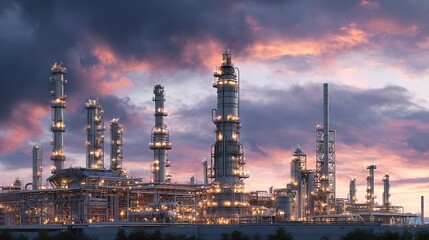 Obraz premium Close-Up Industrial View at Oil Refinery Plant Facility