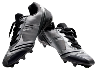 pair of soccer football shoes in grey color isolated on white background