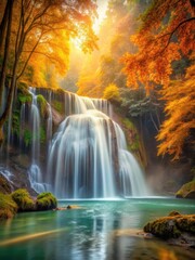 Golden light filtering through autumn foliage