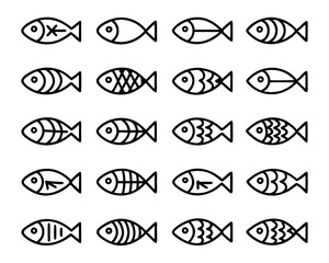 Cooked fish icon thin line art design isolated on transparent background