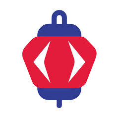 Red and Blue French Lantern Icon Bastille Day Celebration Festive Symbol Design Element