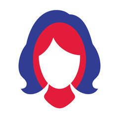 Abstract Red and Blue Woman Silhouette Icon French Style Bastille Day Graphic Design Element