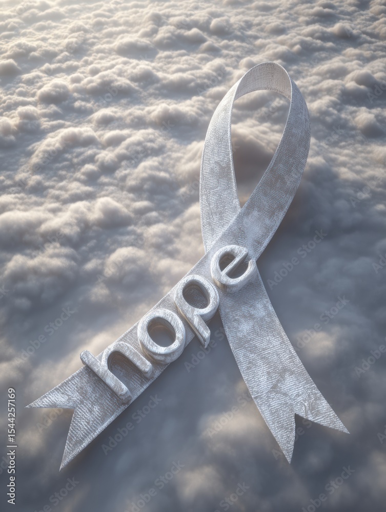 Aufkleber evocative 3d ribbon depicting hope against a serene cloudy backdrop expressing inspiration and posit