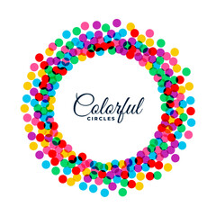 colorful circular frame template with confetti decoration