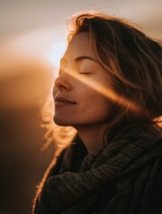 Embracing Serenity During the 7-day Mental Clarity Challenge at Sunset in a Tranquil Outdoor Setting