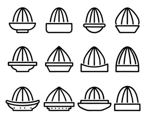 Fototapeta premium Citrus juicer kitchen tool thin line icon isolated on transparent background