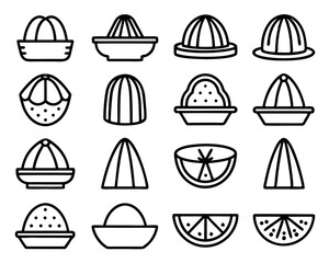 Thin line art lemon squeezer icon isolated on transparent background