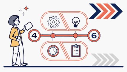 Project Planning Timeline Diagram, Clean Vector Style

