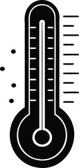 Simple black and white drawing of a thermometer with scale and indicator