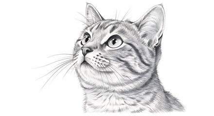 Grayscale cat portrait drawing