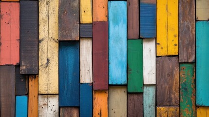 Colorful wooden planks wall art