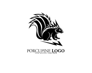Fototapeta premium Walking porcupine logo with clean outlines and bold stylized spines, perfect for educational branding, wildlife campaigns, and nature-friendly product logos.