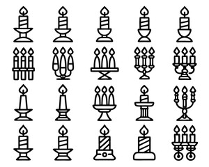 Shabbat candles icon black line art design isolated on transparent background